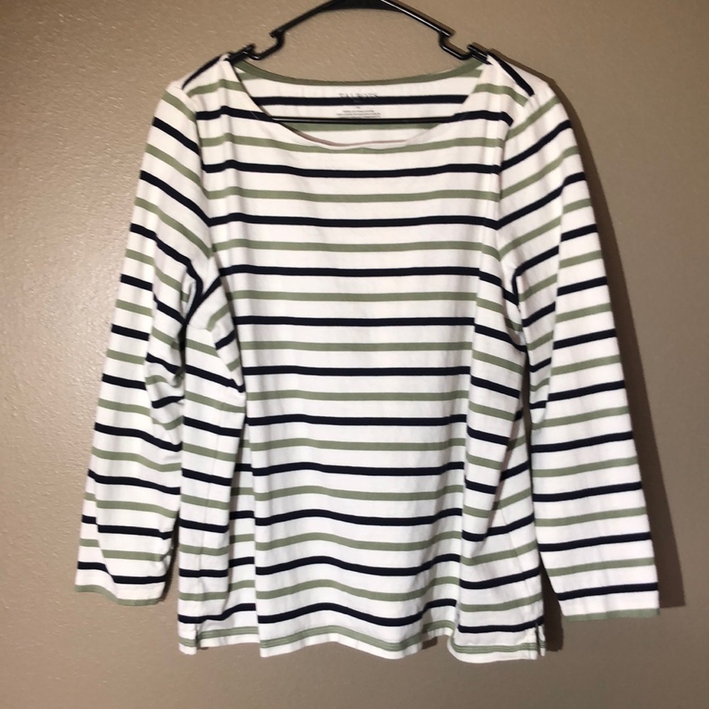 Talbots Black and White Striped Top